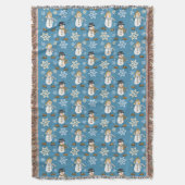 Snowman Snowflake patroon op blauw Deken (Voorkant Verticaal)