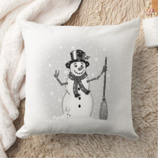 Snowman, Snowflake, Pillow Kussen