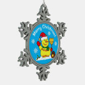 Snowman Snowflake Softball-kerstsieraden Tin Sneeuwvlok Ornament (Links)