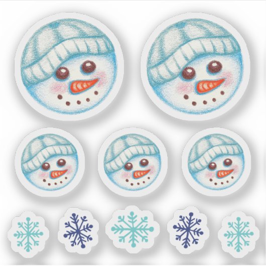 Snowman Snowflake Stickers (Voorkant)
