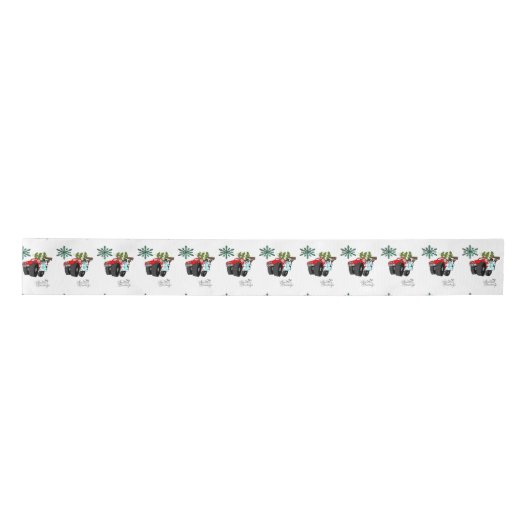 Snowman Snowflake Truck Tree Satijnen Lint (Voorkant)