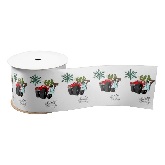Snowman Snowflake Truck Tree Satijnen Lint (Spoel)