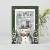 Snowman Snowflake Waterverf Vrolijk Kerstfeest Feestdagenkaart (Staand voorkant)