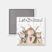 Snowman Snowflake Winter Country Primitive Magneet (Voorkant / Achterkant)