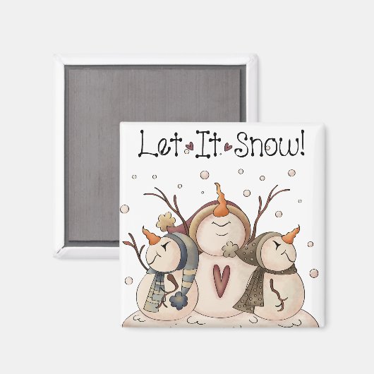 Snowman Snowflake Winter Country Primitive Magneet (Voorkant / Achterkant)
