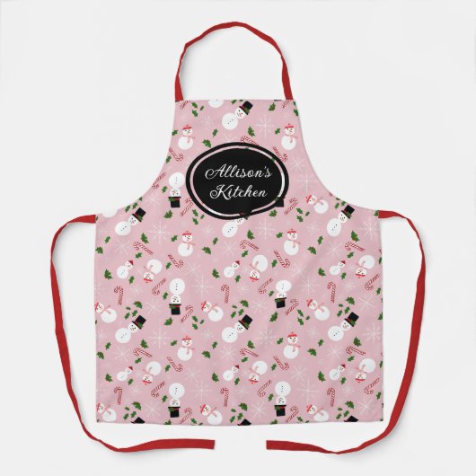 Snowman Snowflake Winter Gepersonaliseerde Xmas Sc Schort (Voorkant)