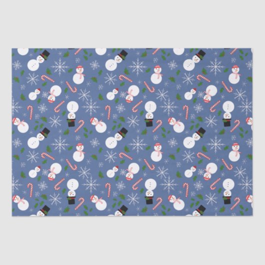 Snowman Snowflake Winter Holiday Tissue Paper Tissuepapier (Voorkant)