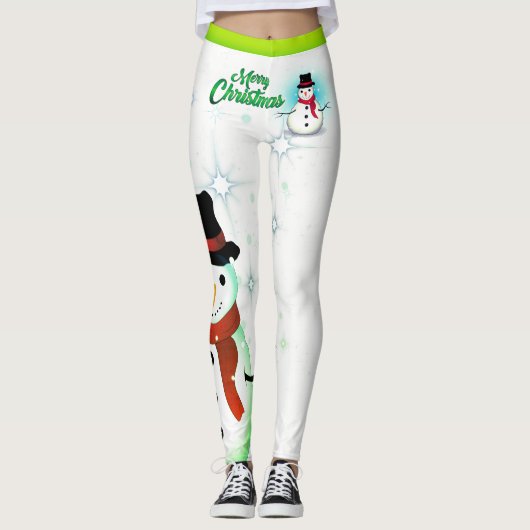 Snowman / Snowflake / Witte Kerstmis - (editable) Leggings (Voorkant)