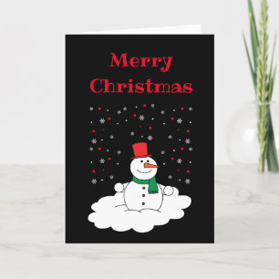 Snowman Snowflakes Black met prettige kerstfamilie Feestdagen Kaart