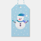 Snowman Snowflakes Blue Cadeaulabel (Voorkant)
