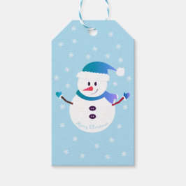 Snowman Snowflakes Blue Cadeaulabel
