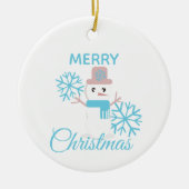 Snowman Snowflakes Character Cute Merry Kerstmis Keramisch Ornament (Voorkant)