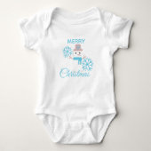 Snowman Snowflakes Character Cute Merry Kerstmis Romper (Voorkant)