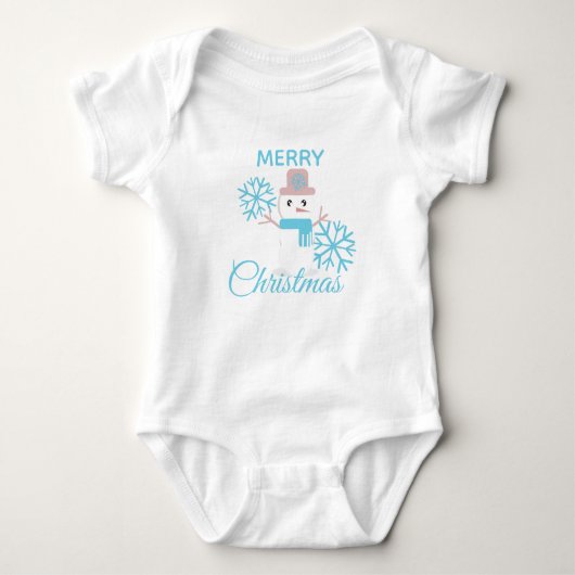 Snowman Snowflakes Character Cute Merry Kerstmis Romper (Voorkant)