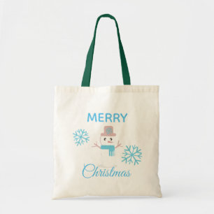 Snowman Snowflakes Character Cute Merry Kerstmis Tote Bag