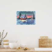 SNOWMAN, SNOWFLAKES EN SLED DOOR SHARON SHARPE POSTER (Keuken)