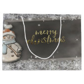 Snowman, Snowflakes Holiday Groot Cadeauzakje (Achterkant)