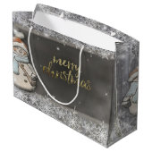 Snowman, Snowflakes Holiday Groot Cadeauzakje (Achterkant Gekanteld)