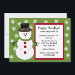Snowman & Snowflakes Holiday Party Uitnodiging<br><div class="desc">Begin je feestdag meteen met onze Prettige feestdagen sneeuwpop en sneeuwvlokken, de kerstfeestdag. Zorg ervoor dat al je vrienden en familieleden er zijn om dit vakantieseizoen met je te vieren! Kerstmis is voor de meesten een favoriete tijd van het jaar, wees er zeker van dat je omringd bent door geliefden...</div>
