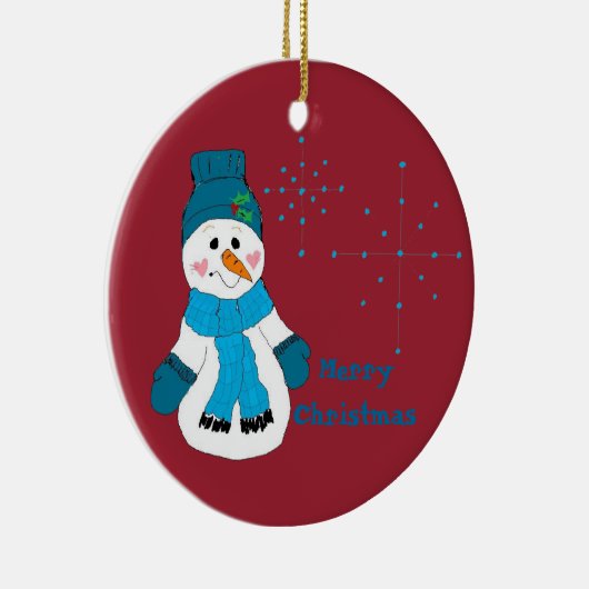 Snowman Snowflakes Keramisch Ornament (Rechts)