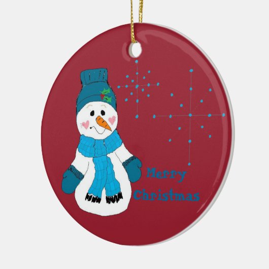 Snowman Snowflakes Keramisch Ornament (Links)