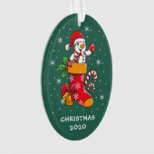 Snowman Snowflakes Kerst 2020 Groen Ornament (voorkant)