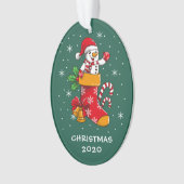 Snowman Snowflakes Kerst 2020 Groen Ornament (voorkant)