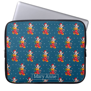 Snowman Snowflakes Kerst Patroon Blauw Laptop Sleeve