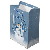 Snowman Snowflakes Medium Gift Bag Medium Cadeauzakje (Voorkant Gekanteld)