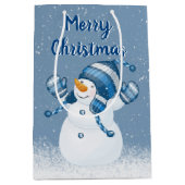 Snowman Snowflakes Medium Gift Bag Medium Cadeauzakje (Voorkant)