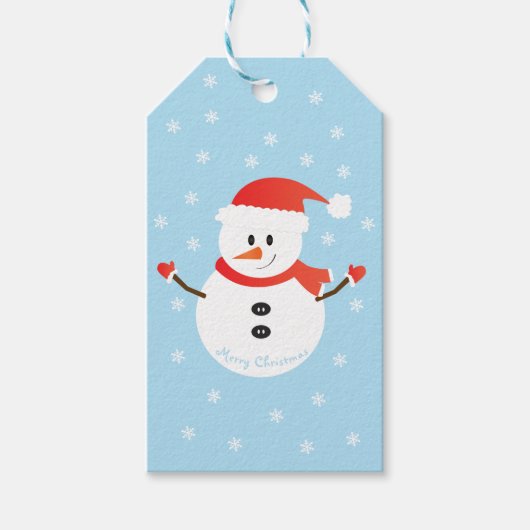 Snowman Snowflakes, met prettige kerst Cadeaulabel (Voorkant)