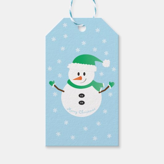 Snowman Snowflakes, met prettige kerst Cadeaulabel (Voorkant)