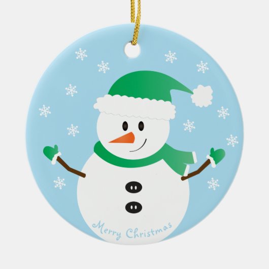 Snowman Snowflakes, met prettige kerst Keramisch Ornament (Voorkant)