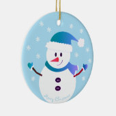 Snowman Snowflakes, met prettige kerst Keramisch Ornament (Rechts)
