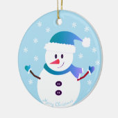Snowman Snowflakes, met prettige kerst Keramisch Ornament (Links)