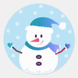 Snowman Snowflakes, met prettige kerst Ronde Sticker
