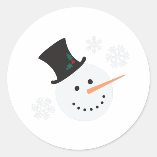 Snowman Snowflakes Ronde Sticker (Voorkant)
