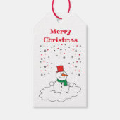 Snowman Snowflakes White met prettige kerstfamilie Cadeaulabel (Voorkant)
