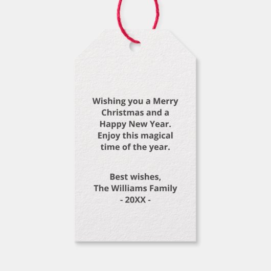 Snowman Snowflakes White met prettige kerstfamilie Cadeaulabel (Achterkant)