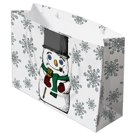  Snowman Snowflakes Winter Feestdagen Groot Cadeauzakje (Achterkant Gekanteld)