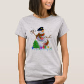 Snowman: Snowman met kerstlampjes T-shirt (Voorkant)
