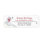 Snowman Snowman Snowans Groetings Familie Etiket (Voorkant)