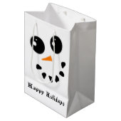 Snowman Snowoman Face Prettige feestdagen Gift Bag Medium Cadeauzakje (Voorkant Gekanteld)