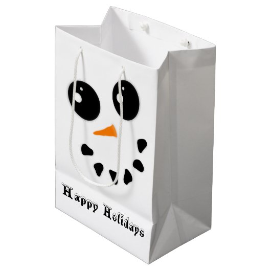 Snowman Snowoman Face Prettige feestdagen Gift Bag Medium Cadeauzakje (Voorkant Gekanteld)