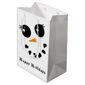 Snowman Snowoman Face Prettige feestdagen Gift Bag Medium Cadeauzakje (Achterkant Gekanteld)