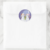 Snowman Snowstorm Snowing Ronde Sticker (Tas)