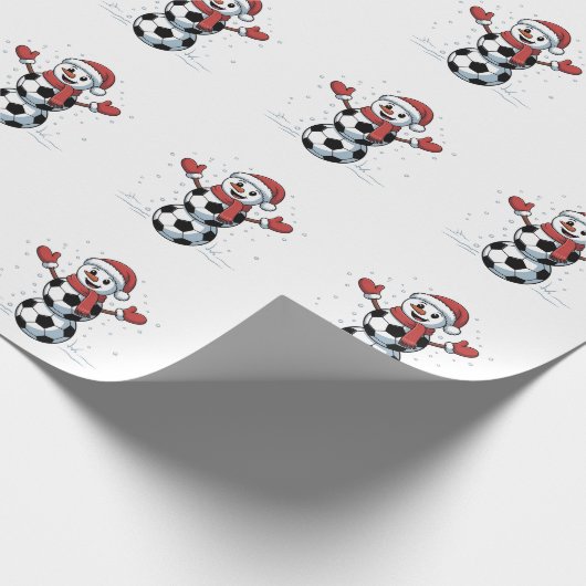 Snowman Soccer Christmas Santa Baseball Sport Cadeaupapier (Hoek)