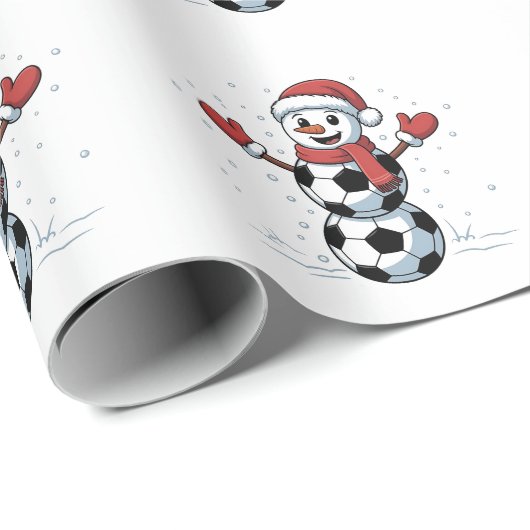 Snowman Soccer Christmas Santa Baseball Sport Cadeaupapier (Rol Hoek)