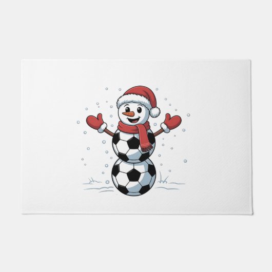 Snowman Soccer Christmas Santa Baseball Sport Deurmat (Voorkant)