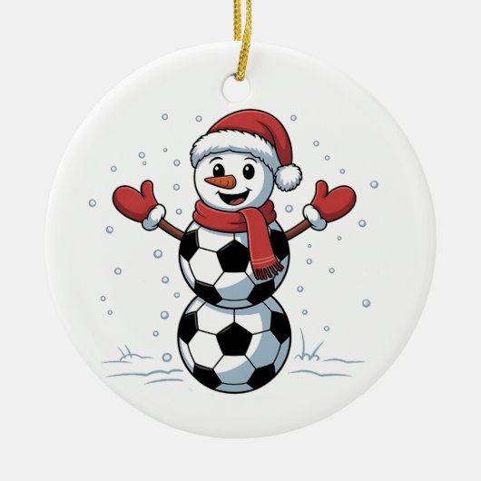 Snowman Soccer Christmas Santa Baseball Sport Keramisch Ornament (Voorkant)